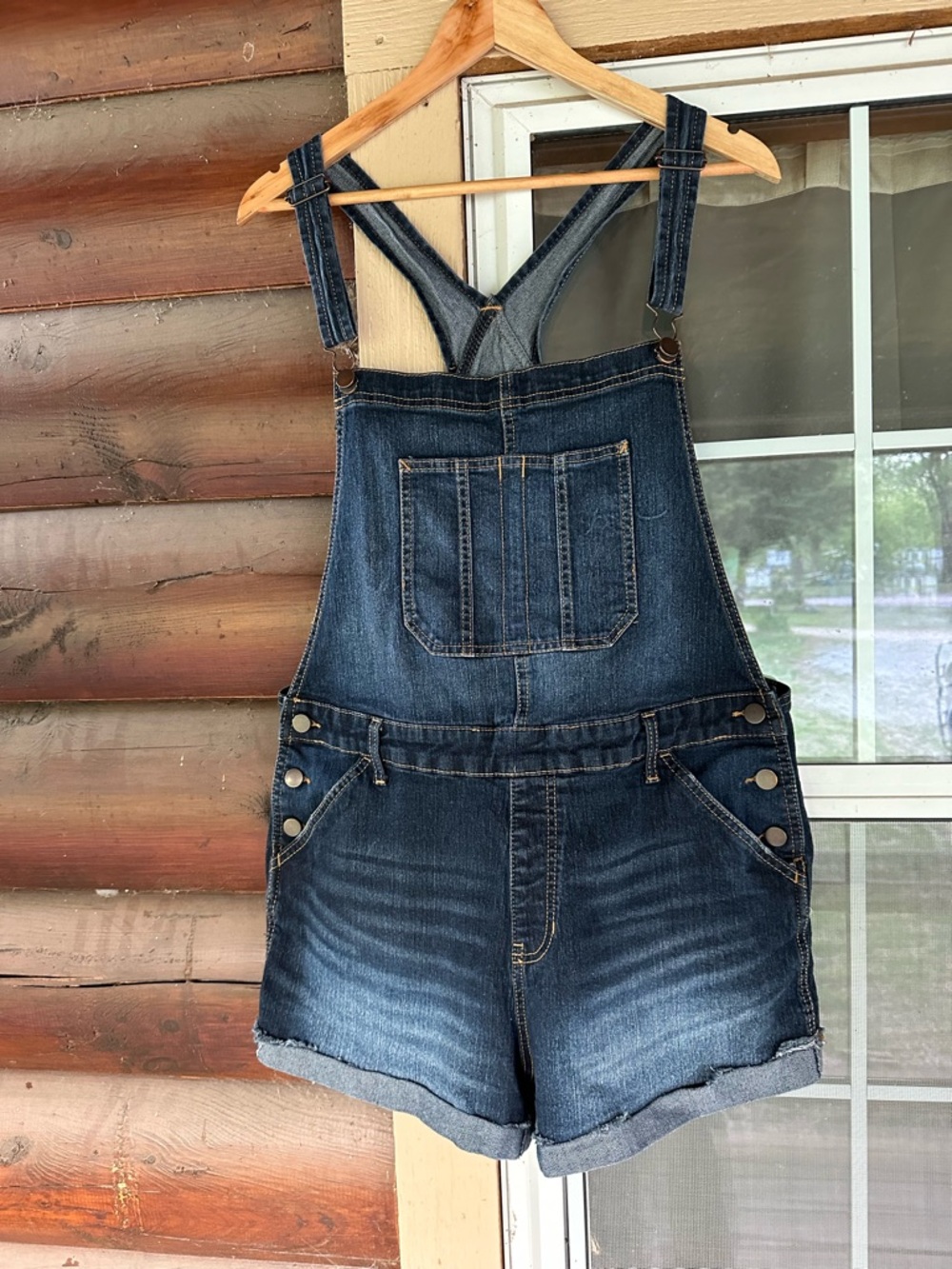 Denim Dark Wash Short Overalls
